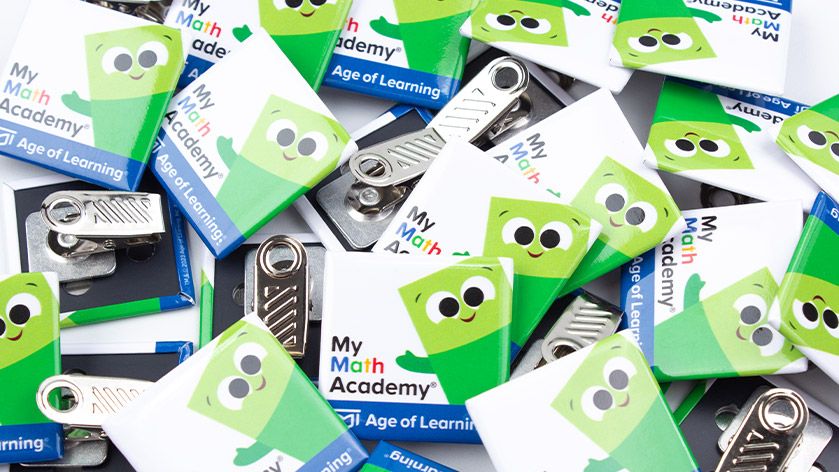 1.5" Square Custom Bulldog Clip Buttons for My Math Academy