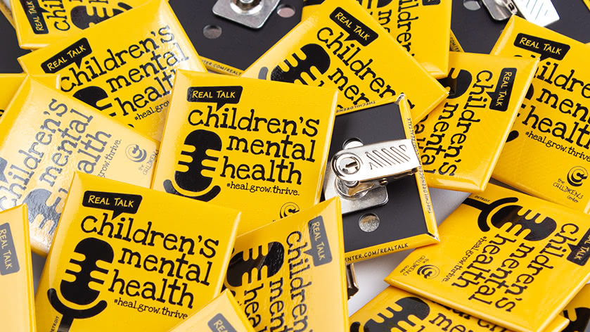 2" Square Bulldog Clip Buttons for Childrens Mental Health