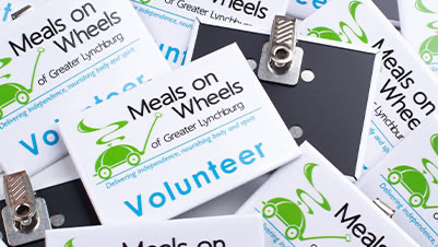Rectangle Bulldog Clip Volunteer Badges for Meals on Wheels