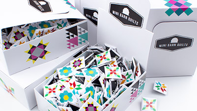 Mini Barn Quilts 1 Inch Square Button Retail Boxes