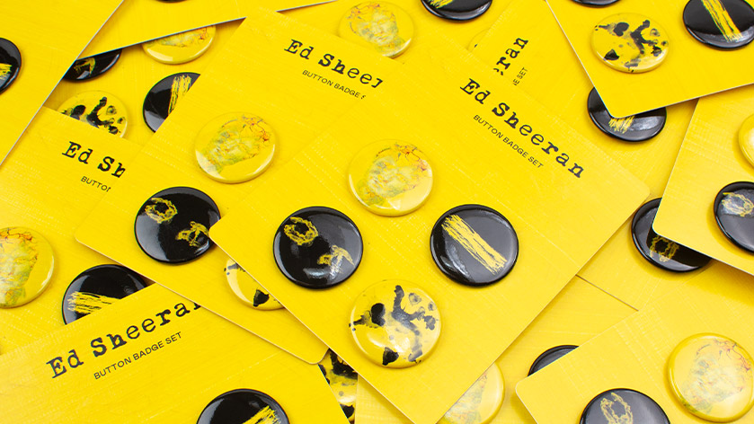 Ed Sheeran Button Badge Set with Four 1.5" Pinback Buttons
