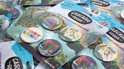 Cascadia Goods by Tender Loving Empire Button Packs with 4 1.5" Buttons with Rainbow Gloss Finish