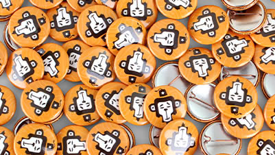 1" Round Custom Buttons Printed with a Monkey Logo