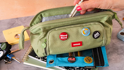 1 Inch Buttons on a Fabric Pencil Case