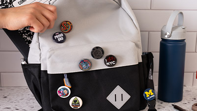 Backpack Covered in 1.25 Inch Buttons