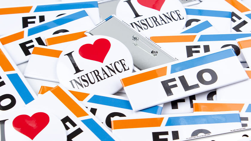 Flo from Progressive Name Tag, I Love Insurance Button