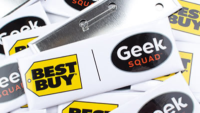 Best Buy Geek Square 1.5x4.5 Name Tag Pins