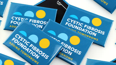 1.75"x2.75" Rectangle Buttons for Cystic Fibrosis Foundation