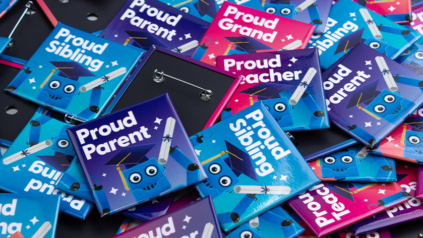 Proud Parent Graduation Buttons - 2 Inch Square Buttons