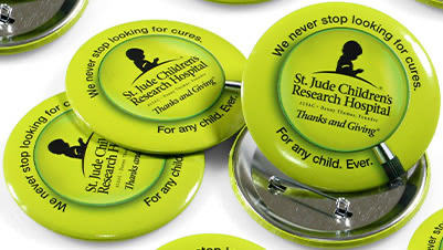 Round custom buttons for St. Jude Children's Research Hospital