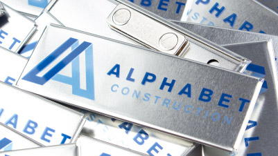 1.5"x4.5" Rectangular Magnetic Badge with Metallic Finish for Alphabet Construction