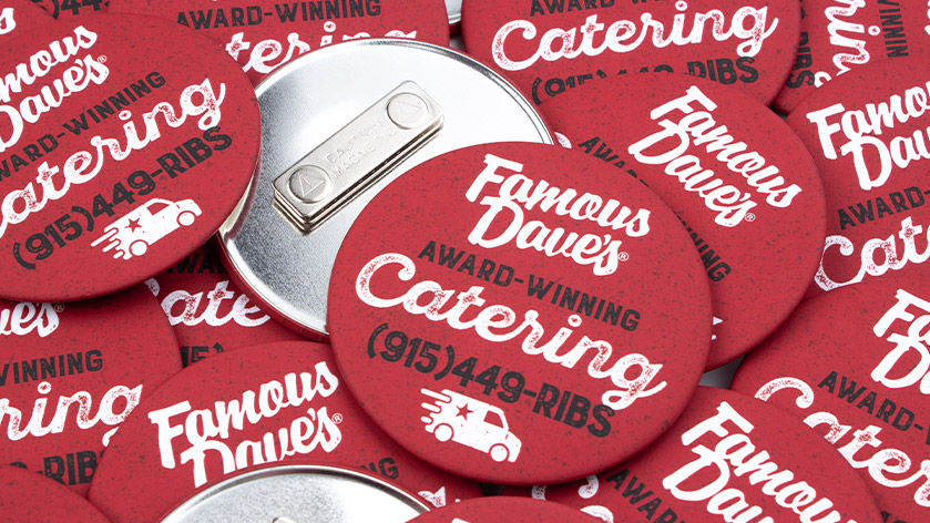 3.5" Round Clothing Magnets Advertising Famous Dave's Catering