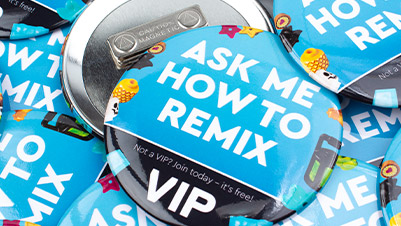 Large Magnetic Buttons Promoting LEGO Store VIP Members