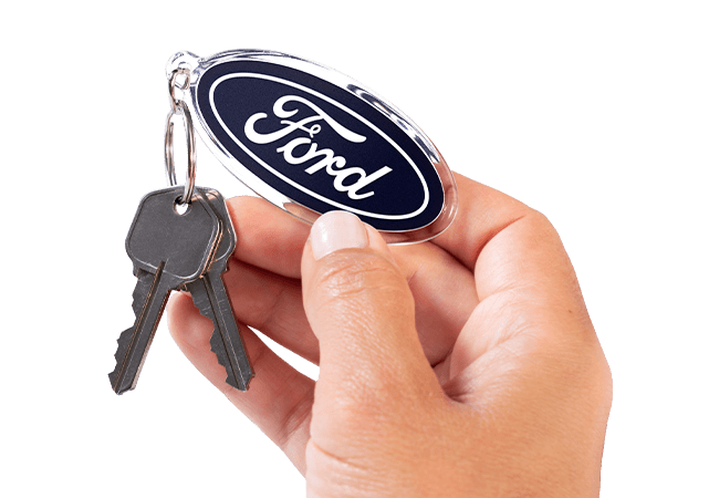 Hand Holding a Custom Keychain