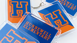 Rectangle custom keychains for Hunnewell Elementary School