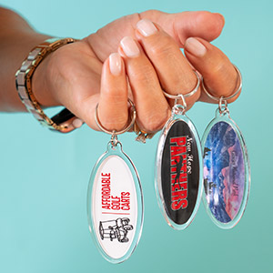 Durable acrylic oval keychains