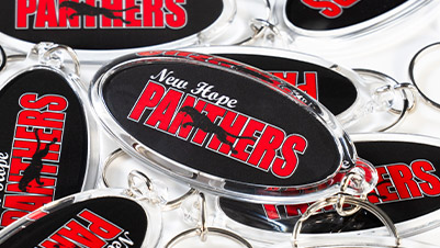 Oval acrylic keychains for New Hope Panthers