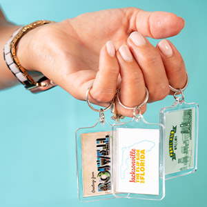 Durable acrylic rectangle keychains