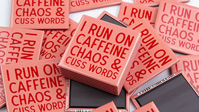 I Run On Caffiene and Cuss Words 2" Fridge Magnets Manufactured for Nice Enough