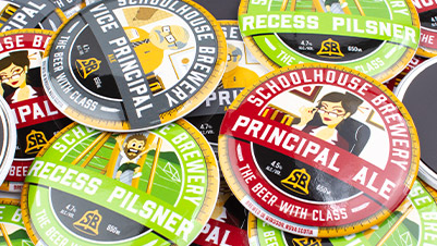 3.5 Inch Round Fridge Magnets with Glossy Finish for Schoolhouse Brewery