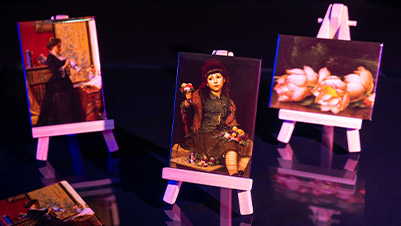 Rectangle Custom Magnets Printed as Painting Reproductions Presented on Art Easels