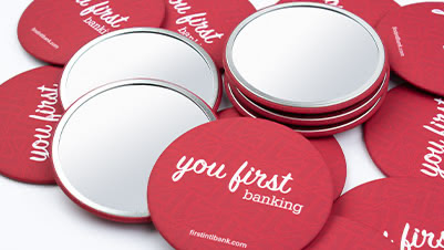 First National Bank 3.5" Custom Pocket Mirrors