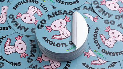 Go Ahead, Axolotl Questions Round Stickers for Learn21