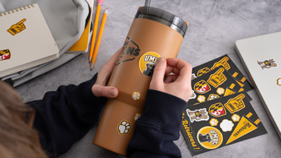 Sticking Kiss Cut Stickers to a Travel Cup