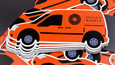 Die Cut Magnets Shaped Like a Delivery Van for Isaac's Bagels