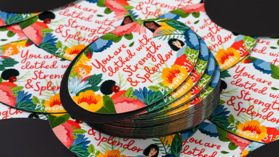 Oval Flexible Magnets with Religious Themed Artwork Proverbs 31:25
