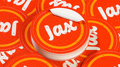 JAX Round Glitter Stickers for Jacksonville, Florida Tourism