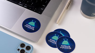 Laptop with circle glitter sticker applied