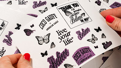 American Eagle X Coco Guaff Glitter Sticker Sheets with 18 Kiss Cuts