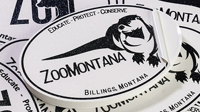 Black and White Oval Glitter Stickers for Zoo Montana