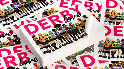 Roller Derby Love Rectangle Glitter Stickers