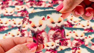 New Wave Kitty Twins Glittery Stickers