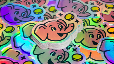 Die Cut Holographic Stickers for Zelky's