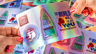 Holographic Sticker Sheets for University of Puget Sound