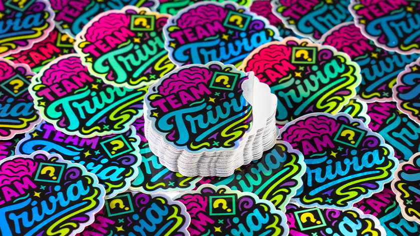 Die Cut Holographic Stickers for Team Trivia