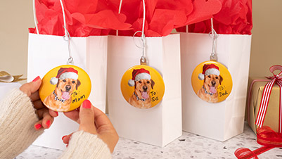 Personalized Ornaments being used as custom gift tags