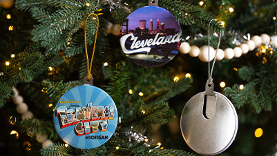 Souvenir Ornaments for Traverse City Michigan and Cleveland Ohio