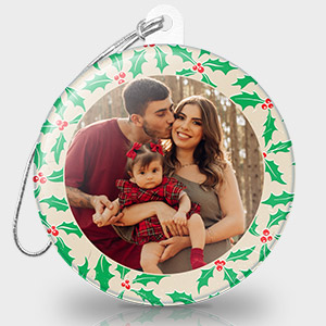Christmas Photo Ornament - Antique Holly