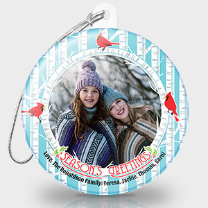Christmas Photo Ornament - Birch Trees & Cardinals