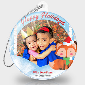 Christmas Photo Ornament - Foxy Holidays
