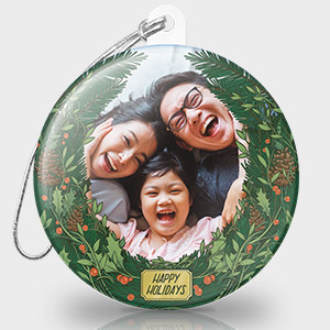 Christmas Photo Ornament - Holiday Wreath