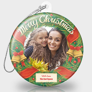 Christmas Photo Ornament - Merry Christmas Wreath