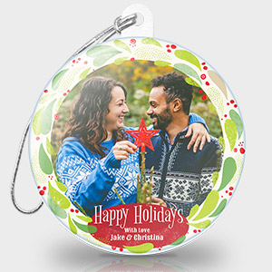 Christmas Photo Ornament - Whimsical Wreath