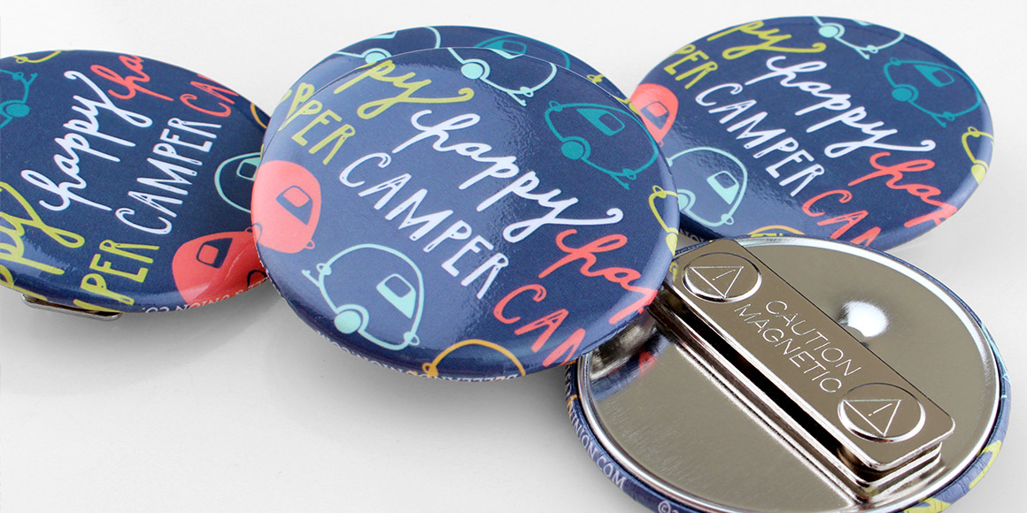 Happy Camper Round Clothing Magnets