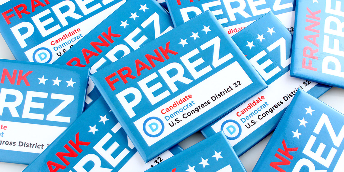 Rectangular Frank Perez for Congress Campaign Buttons