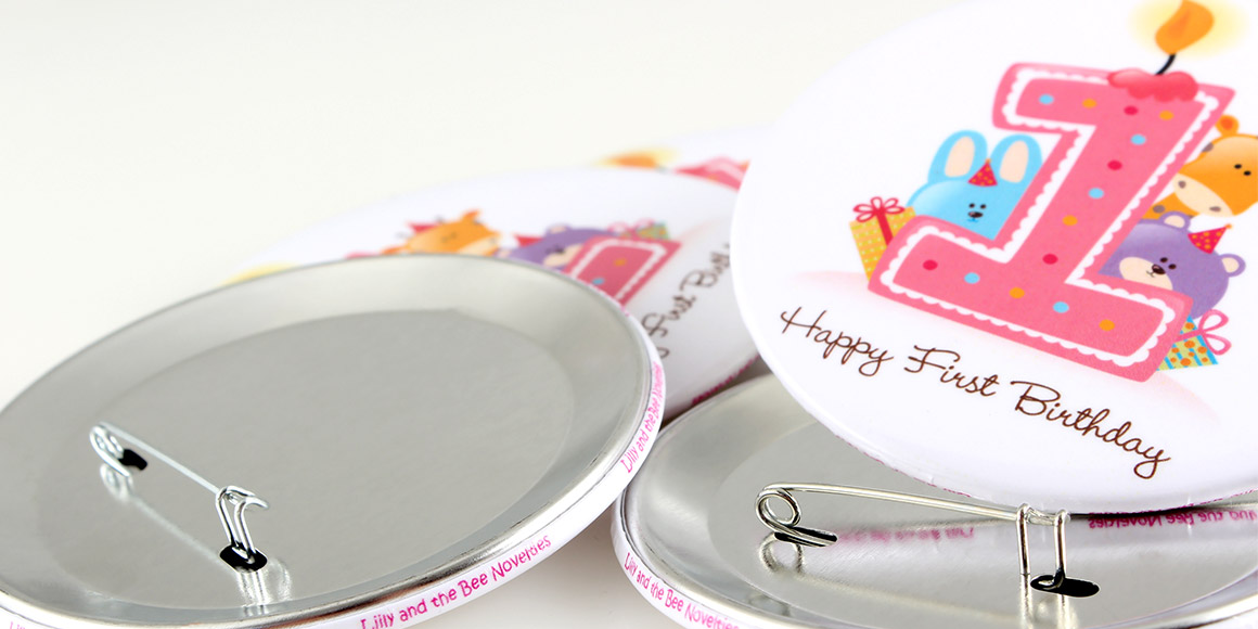 Happy 1st Birthday Pinback Buttons